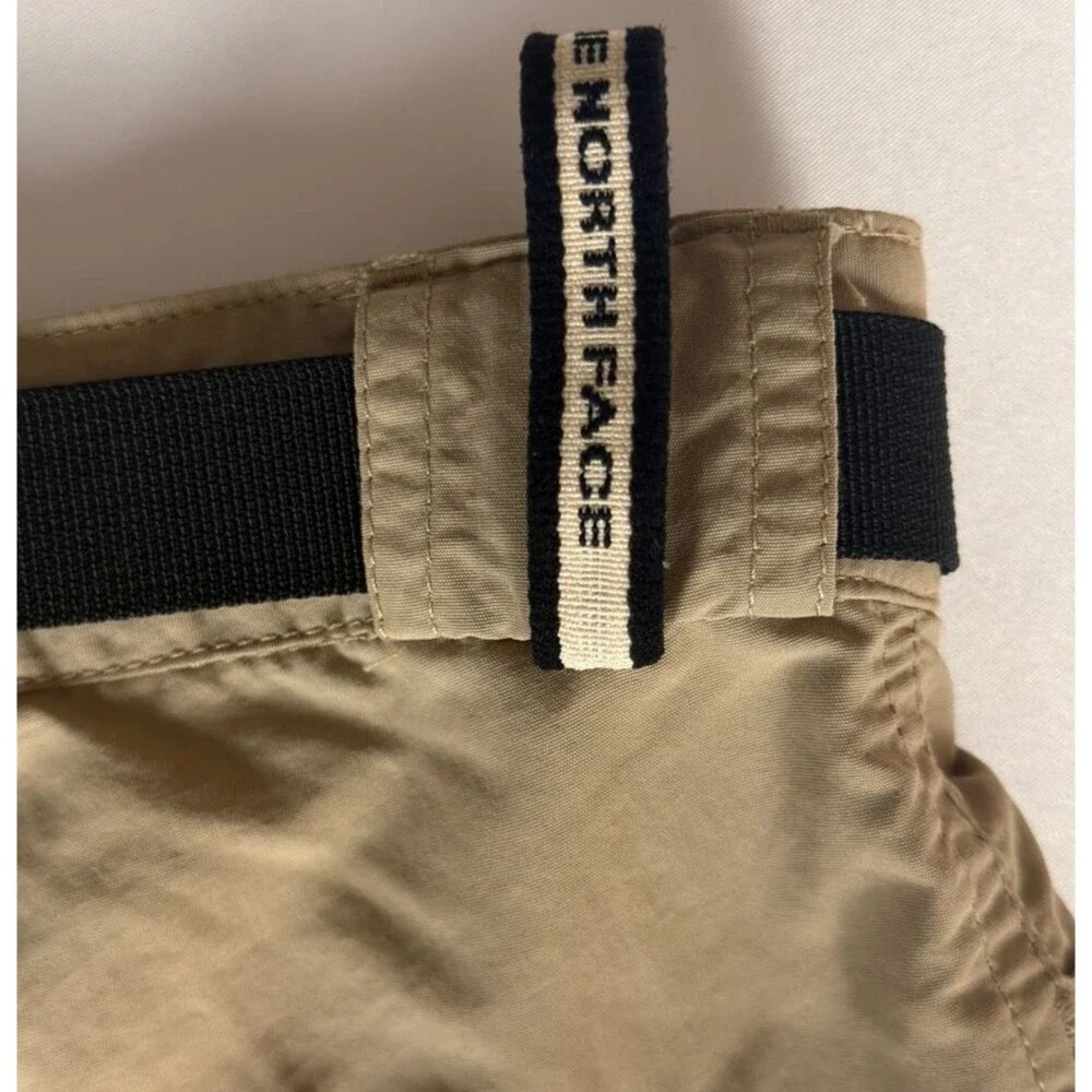 Vintage Y2K The North Face Convertible Pants Mens M Khaki Nylon Zip Off Belted